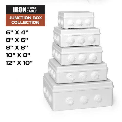 Miniatura 9 de Iron Forge Cable Caja eléctrica para exteriores, 8 "x 6.2"x 3.2" pulgadas caja de conexiones blanca con accesorios, caja impermeable perforable