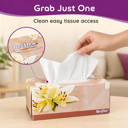 Miniatura 2 de Reeflex Pañuelos faciales, tejido facial suave de 2 capas, 3 cajas, 230 hojas por caja (690 hojas en total), cajas de pañuelos suaves y duraderas a