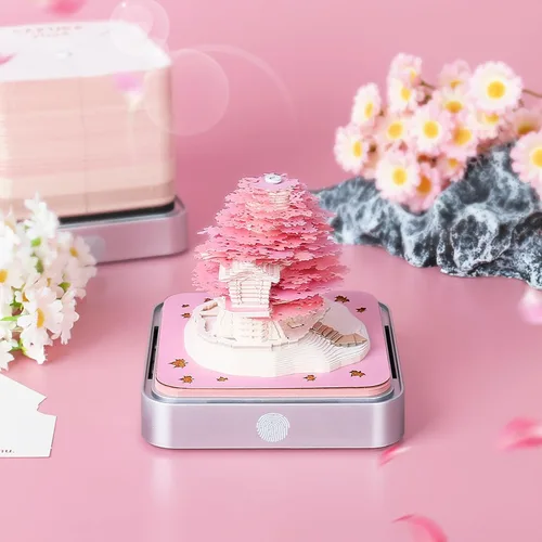 Miniatura 2 de Calendario de piezas de tiempo 2026, bloc de notas 3D, arte de papel, árbol romántico, calendario de arte 3D, bloc de notas de bricolaje, decoración