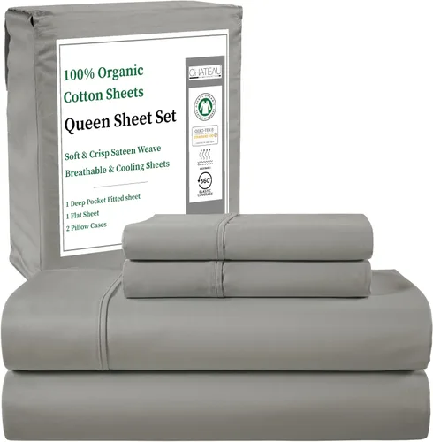 Miniatura 26 de Sábanas Twin XL 100% Algodón Para Cama Twin, Juegos de Sábanas Bajeras y Fundas de Almohada Totalmente Elásticas, Resistentes a la Decoloración