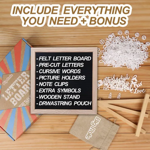 Miniatura 4 de Tablero de letras de fieltro de 10 x 10 pulgadas, tablero de letras intercambiables con letras blancas precortadas, tablero de mensajes de fieltro