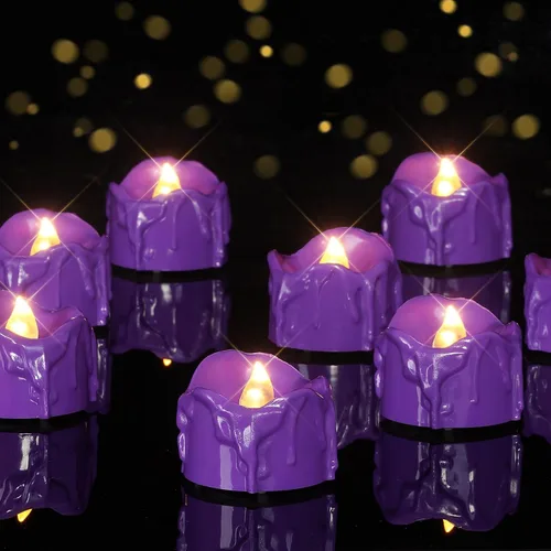 Miniatura 9 de Homemory 12Pcs Dripping Flameless LED Tea Lights, 1.58" x 1.2" Battery Operated Flickering Fake Candles, 200+ Hours Electric Votive Tealights for