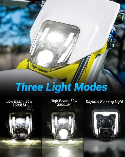 Miniatura 2 de XPCTD - Faro delantero de motocicleta de 3200LM LED para motocross, con luz diurna, compatible con Husqvarna 2017-2023 FE250, FE350, FE450, FE501