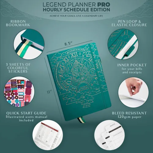 Miniatura 2 de Legend Planner PRO Horario Diario y Semanal - Organizador Diario y Semanal con Espacio para Horas. Agenda de Citas y Diario para Trabajo y Personal