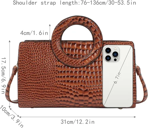 Miniatura 89 de ZLMBAGUS - Bolso de mano para mujer, diseño vintage con solapa y asa, de piel sintética, para llevar al hombro