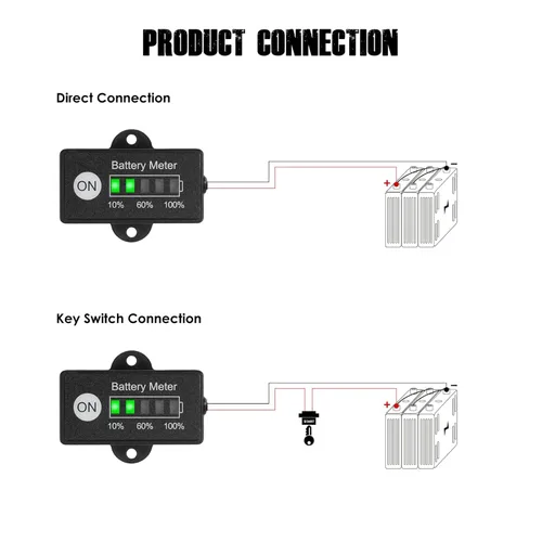Miniatura 3 de Medidor de nivel de batería de plomo ácido de 12 V y 24 V para carrito de golf, monitor de capacidad de batería LED para Club Car Star Carretilla
