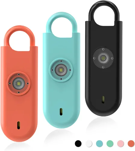 Miniatura 14 de Fauxomor Alarma de Seguridad Personal de 140dB para Mujeres, Paquete de 9 Alarmas de Protección Seguras Llavero con Luz Estroboscópica y Aviso