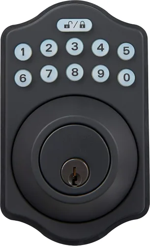 Miniatura 11 de AmazonBasics-Cerrojo de teclado electrónico tradicional - Entrada con llave - Negro mate