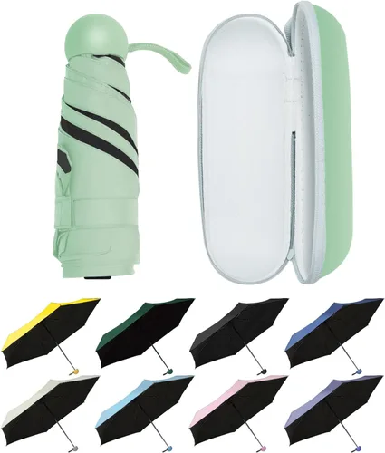 UVANTI Paraguas pequeño pequeño con estuche, paraguas ligero plegable compacto de viaje, ligero paraguas portátil para mochila bolso - bolsillo para