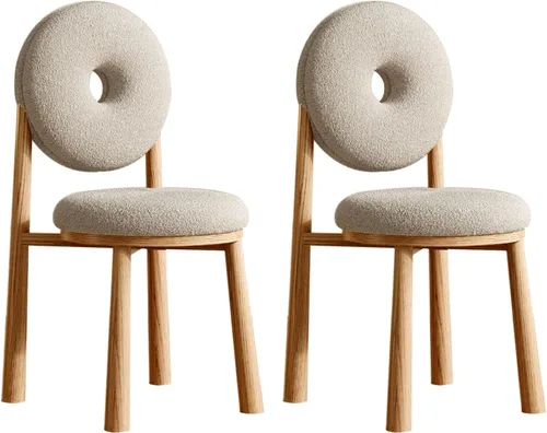 Miniatura 18 de Donut Dining Chairs,Makeup Chair,Kitchen Room Chairs Nordic Back, Dining Room with Metal Legs,Living Room Chair for Home Bedroom Cream Wind Brownish
