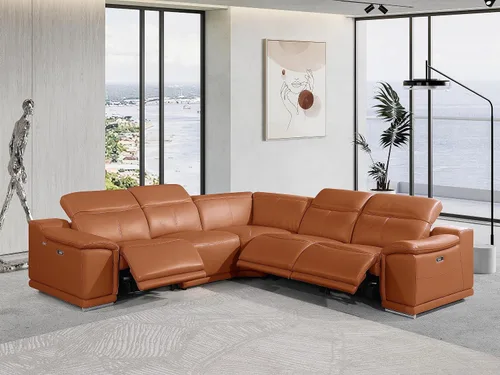 Miniatura 61 de BlackJack Furniture Venice - Juego de sofá reclinable seccional de cuero italiano de grano superior de 12 piezas con 4 reclinables eléctricos