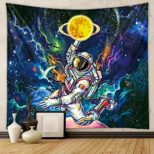 Miniatura 3 de Tapiz de tarjeta de tarot de constelación y estrella, tapiz botánico de fase lunar, tapiz de sol y luna, tapiz de astronauta, tapiz estético bohemio