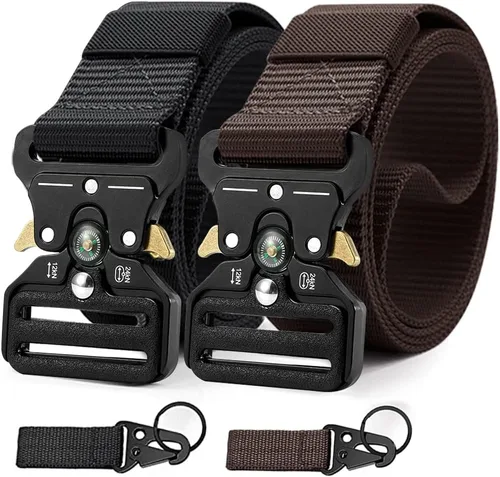 Miniatura 14 de DOOPAI Cinturón táctico para hombre, tela militar de nailon negro con hebilla de liberación rápida, ideal para el trabajo, senderismo 21-1 Negro