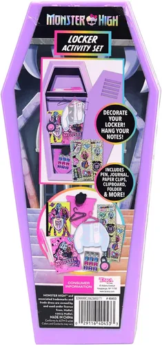 Miniatura 2 de Tara Toy Monster High: Design Activity Locker - Doodle & Decorate, estuche de almacenamiento en forma de ataúd de lavanda con bloqueo, mini