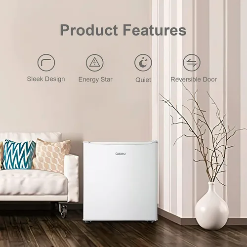 Miniatura 3 de Galanz Mini refrigerador blanco de una sola puerta de 1.7 pies cúbicos perfecto para dormitorio - GL17WE