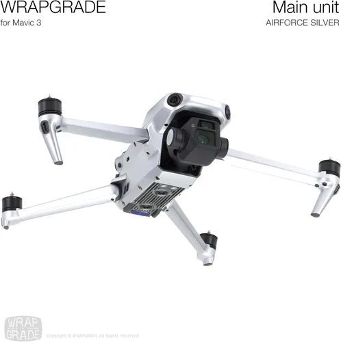 Miniatura 5 de WRAPGRADE Adhesivos de piel completa para DJI Mavic 3 / Mavic 3 Classic (Airforce Silver)