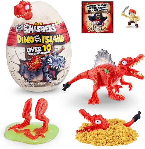 Smashers Dino Island Mini Egg Spinosaurus de ZURU - Juguete de descubrimiento prehistórico con 10 sorpresas, juguetes de dinosaurio, slime, arena y
