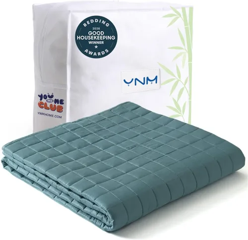 Miniatura 16 de YnM Manta con peso refrescante para adultos, terciopelo refrescante y acogedor de doble cara, manta pesada de 30 libras para parejas, uso en cuatro