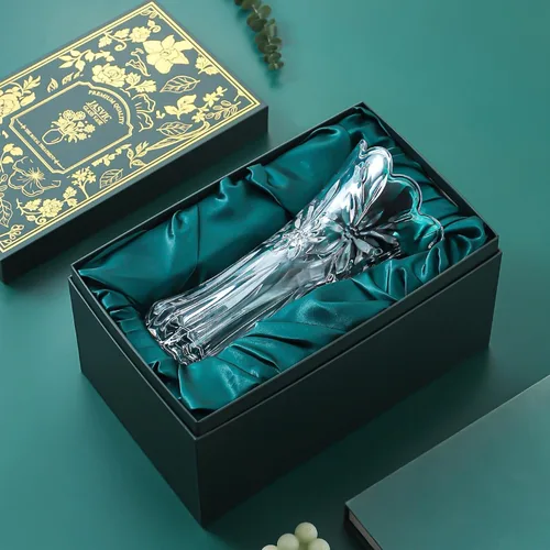 Miniatura 5 de Jarrón de cristal de 12 pulgadas para flores con caja de regalo de lujo, elegantes jarrones transparentes altos para el día de la madre, boda