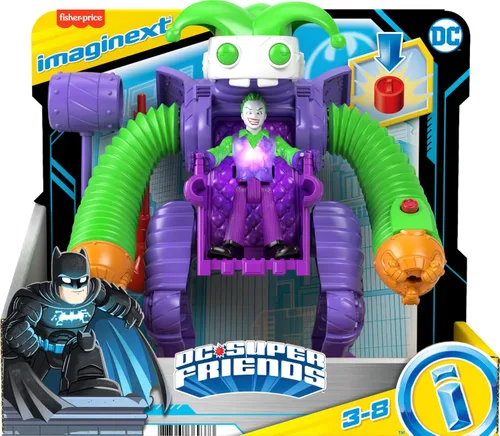Miniatura 7 de DC Super Friends Fisher-Price Imaginext El juguete de Robot de batalla de El Joker con figura articulable y luces para juego de simulación