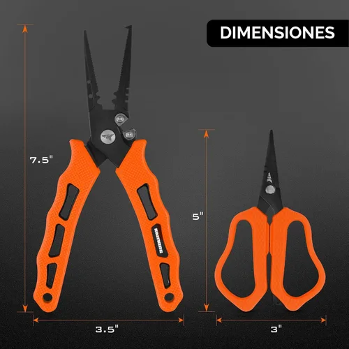 Miniatura 7 de KastKing Cutthroat - Juego de tijeras y alicates para trenza de 7.5 pulgadas - Equipo de pesca resistente al agua salada, cortador de línea