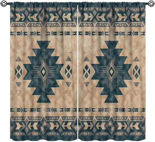 Miniatura 12 de Cortinas aztecas tribales, cortinas nativas, boho, cráneo, patrón tribal nativo, oscurecimiento de habitación, bolsillo para barra, tratamiento