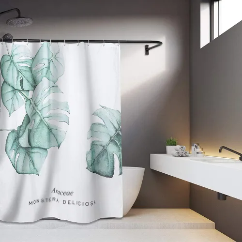Miniatura 4 de PrettyHome Barra de cortina de ducha con forma de L, para baño, 28 x 68 pulgadas, acabado negro