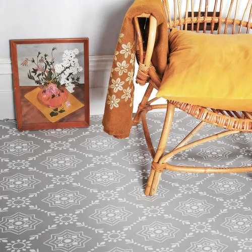 Miniatura 2 de GSS Designs - Plantilla de azulejos reutilizable de 12 x 12 pulgadas para pintar pisos de cemento de pared, muebles de madera, decoración del hogar
