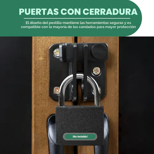 Miniatura 8 de Ketive Gabinete de almacenamiento para exteriores, armario alto de jardín para herramientas con techo resistente a la intemperie, puertas con doble