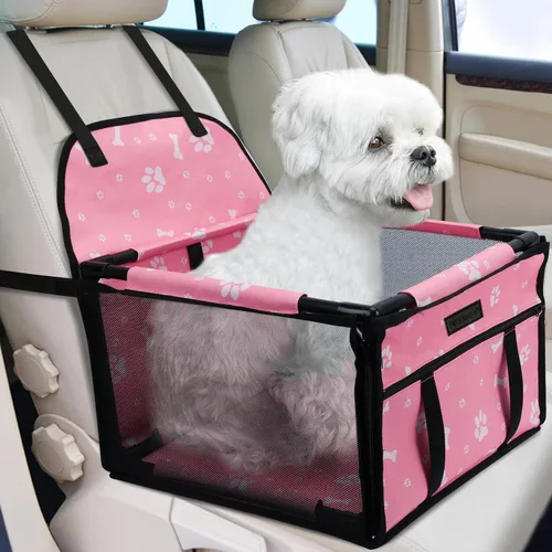 Miniatura 14 de Asiento de coche para perro plegable, asiento elevador de coche para perros impermeable transpirable Oxford, bolsa de viaje para perros pequeños a