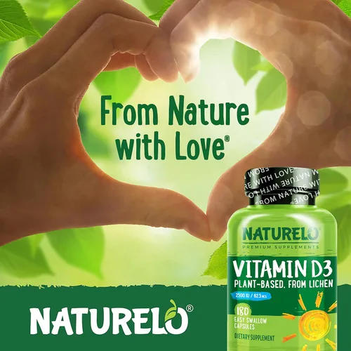 Miniatura 5 de NATURELO Vitamina D - A base de plantas de liquen - 180 mini cápsulas, vegano B12, 1000 mcg de metilcobalamina - 90 cápsulas