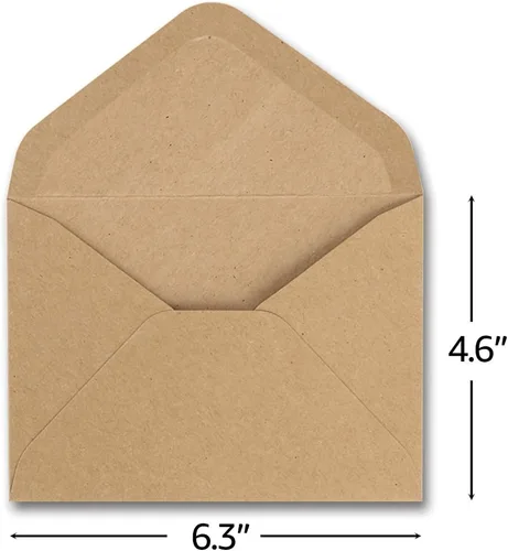 Miniatura 2 de ValBox Sobres de papel kraft de 4.6 x 6.3 pulgadas, 100 sobres de invitación de contorno marrón de 120 GSM para baby shower, graduación, boda