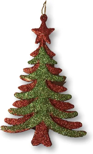 Miniatura 5 de Surtido de adornos de Navidad – Purpurina roja plateada y verde – Juego de 13 adornos de Navidad con purpurina – Muñecos de nieve – Feliz Navidad