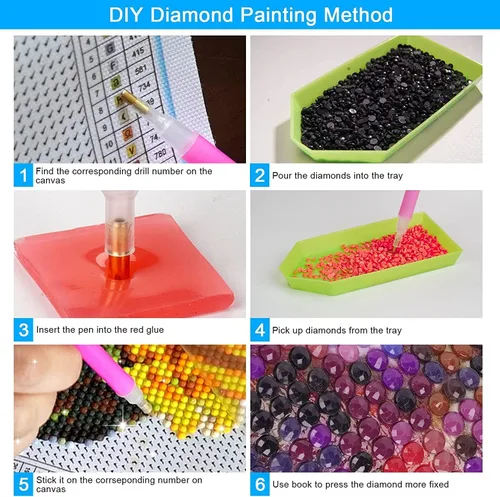 Miniatura 5 de Kit de pintura de diamante de princesa de 12 piezas, arte de diamantes 5D para adultos, kit de pintura digital de diamante completo redondo, kit