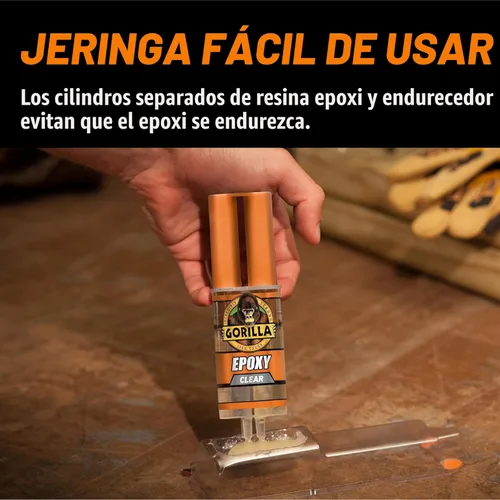 Miniatura 7 de Gorilla Epoxi de 2 Partes, Epoxi Transparente, Jeringa de 0.85 Onzas (Paquete de 1) - Fraguado de 5 Minutos, Unión Increíblemente Fuerte