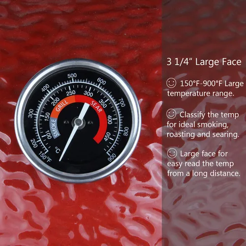 Miniatura 4 de Medidor de temperatura para parrilla de barbacoa, impermeable, cara grande para Kamado Joe, parrilla de carbón, acero inoxidable, 150-900 °F