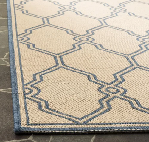 Miniatura 4 de SAFAVIEH Alfombra lavable para exteriores Linden Collection - 8 x 10 pies, crema y azul, no desprende pelusa y fácil de limpiar, ideal para patio