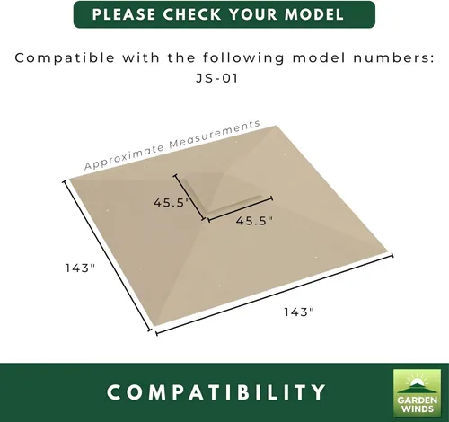 Miniatura 5 de Garden Winds Cubierta superior de repuesto RipLock 350 reforzada compatible con AbcCanopy, MasterCanopy, Cooshade 13 x 13 pies de pierna recta