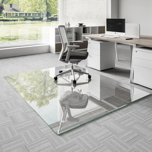 Miniatura 16 de Koonmi Tapete de cristal para silla de alfombra, 36 x 48 pulgadas, tapete de vidrio templado para silla de oficina, tapetes de vidrio con bordes