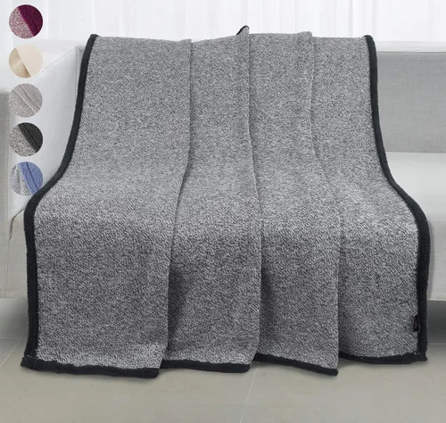 Miniatura 5 de Manta de punto Sherpa súper suave y acogedora con forro polar de felpa para entrenador y cama de 50 x 60 pulgadas, reversible, cálida para todas