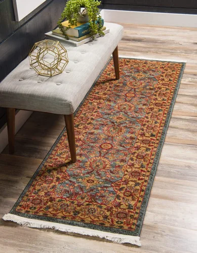 Unique Loom - Alfombra de la colección Edinburgh - Monroe (2 x 6 pies 1 pulgada, pasillo, azul/marrón)
