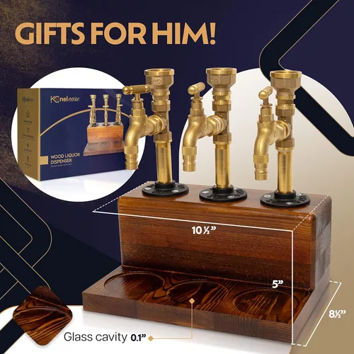 Miniatura 6 de Dispensador de licor de madera, base sólida, latón real, a prueba de fugas, dispensador de vertido suave para bar en casa, regalos de alcohol