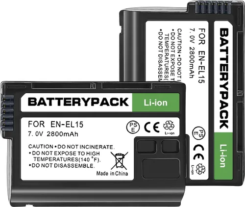 Miniatura 10 de EN-EL15 Batería de repuesto con cargador dual LCD - Batería de iones de litio de 2800 mAh para Nikon D850 D750 Z6II Z7II Z5 D500 D7500 D800 Z8 Zf