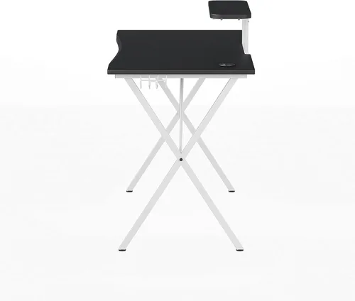 Miniatura 9 de EMMA + OLIVER Soporte para tazas de escritorio para juegos negro/blanco y negro, gancho para auriculares, soporte para monitor