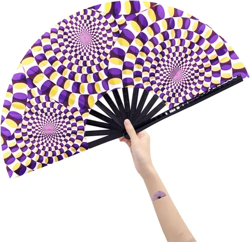 Abanicos plegables grandes, ventilador de mano de bambú de 13 pulgadas para mujeres y hombres. Diseño exquisito accesorios para decoración de