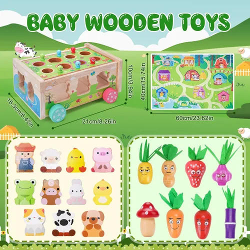 Miniatura 4 de Juguetes de madera Montessori para niños pequeños Juguete para bebés de 12 a 18 meses con mapa de juego para niños y niñas de 1, 2, 3 años