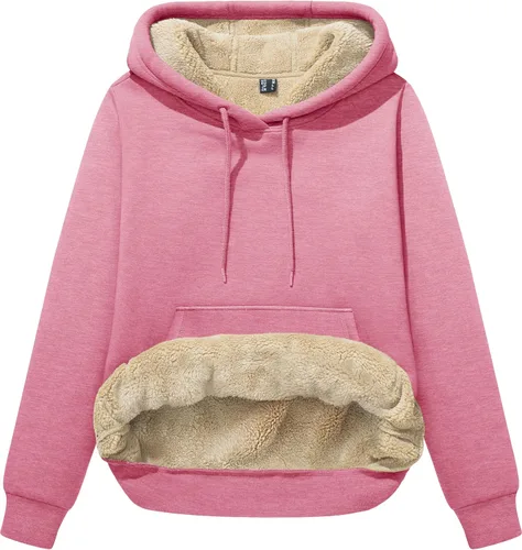 Miniatura 40 de MAGCOMSEN Sudaderas con capucha para mujer, con forro de sherpa, de vellón, para invierno, cálido, pesado, de algodón, con bolsillo