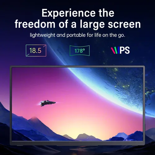 Miniatura 3 de Monitor portátil de 18.5 pulgadas 100Hz FHD USB-C HDMI, monitor de viaje, extensor de pantalla de segunda pantalla con soporte integrado, VESA