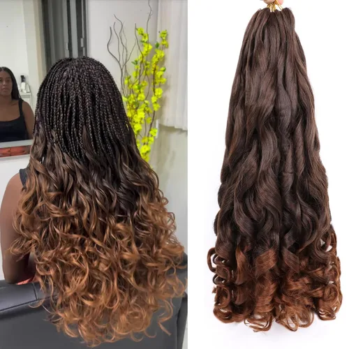 Miniatura 72 de Cabello rizado francés trenzado de 10 pulgadas, color 4, cabello rizado preestirado, 8 paquetes de trenzas de ganchillo de rizo francés para trenzas