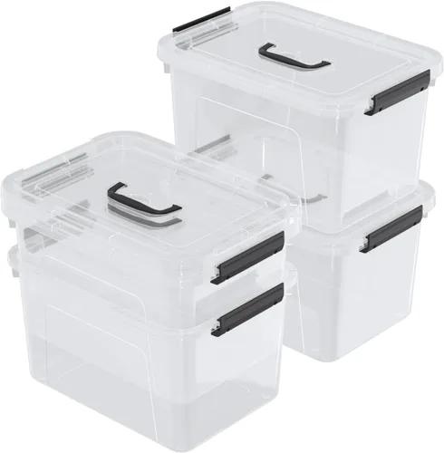 Miniatura 10 de Wekioger Contenedores de almacenamiento versátiles de 6 cuartos de galón con asa y hebillas de cierre seguro, 6 paquetes de caja organizadora